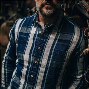STETSON x TAYLOR STITCH California Indigo Organic Cotton Plaid Button Up Shirt